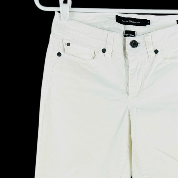 Calvin Klein Jeans Women's White Skinny Crop Jeans Size 2 Stretch Low Rise - Picture 5 of 12